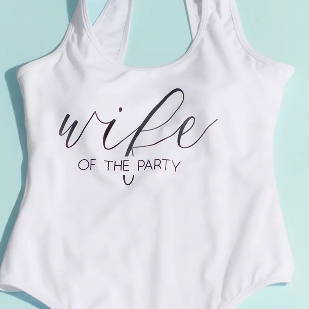 NWT "Wife of the Party" One-Piece Swimsuit – Bride Bachelorette Suit